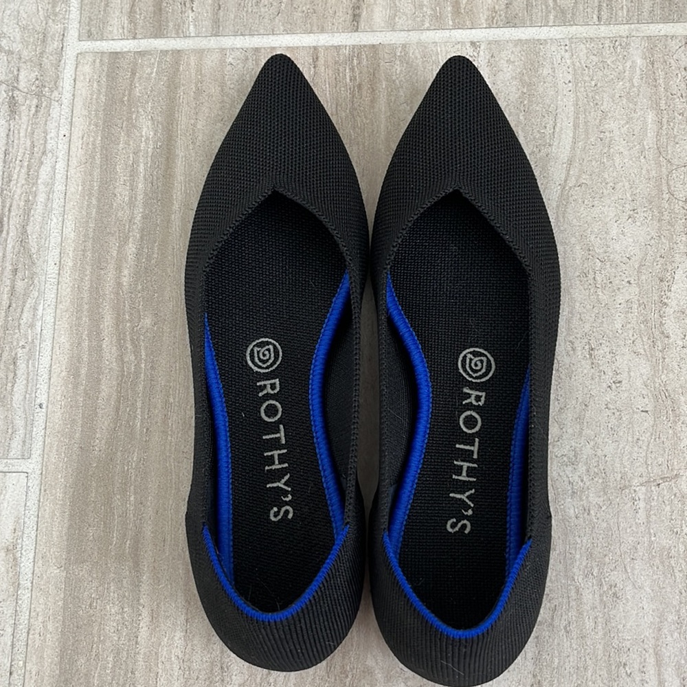 Rothy’s Black Pointed Toe Ballet Points Flats Size 7.5